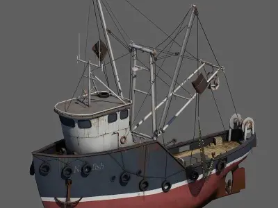 Fishing Boat 2 Low-poly 3D model