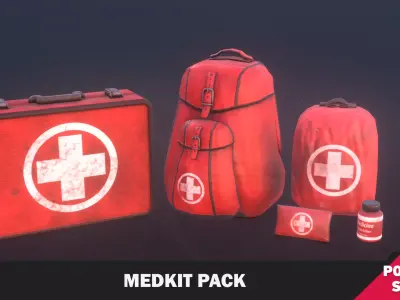 Medkit Pack Low-poly 3D model