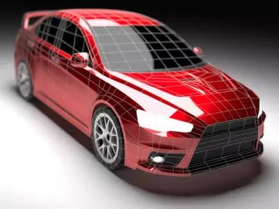 Red Car Free low-poly 3D model