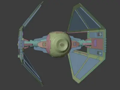 Tie-Interceptor star wars spaceship Low-poly 3D model