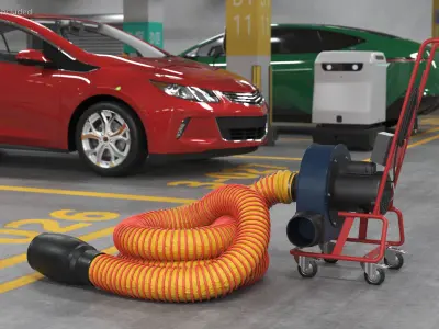Car Exhaust Extractor Rigged for Cinema 4D 3D model