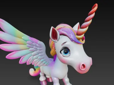 Unicorn Pony Rainbow Realistic 3D Model Basic - Low Poly Low-poly 3D model