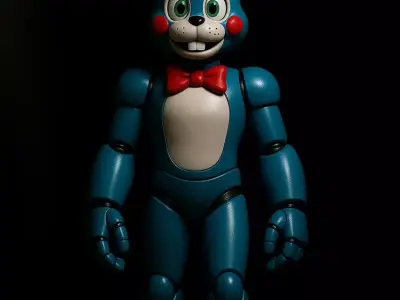 Blue Bunny Robot 3D Animatronic Red Bowtie Game Character Low-poly 3D model