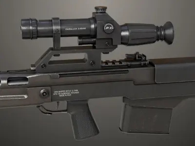 Sniper 05 Black and Sandal Single Mat Rigged All PBR Unity UE Textures 3D model