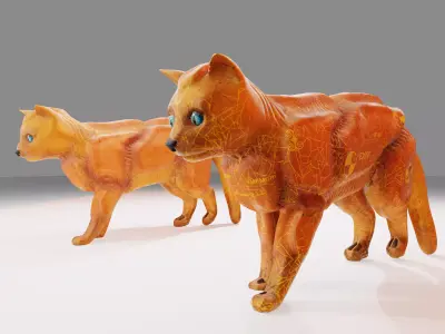 Sci Fi Robot Iron Cat Low-poly 3D model