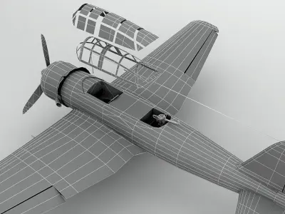 Mitsubishi ki-51 Military Aircraft WWII Low-poly 3D model