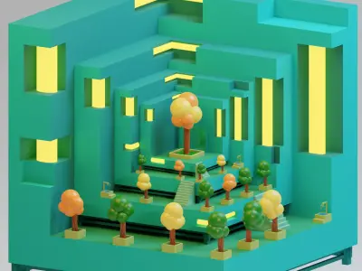 Temple 8 - Light Temple Low-poly 3D model