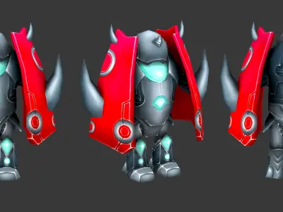 Full collection of 70 robots Low-poly 3D model