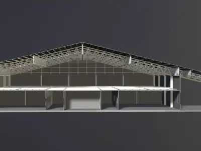 Warehouse in section cut 3D model