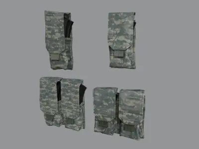 AR-AK Mags pouches pack  Low-poly 3D model