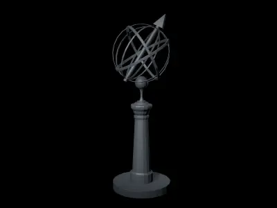 Armillary Sundial on Pedestal Free 3D print model