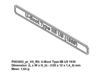 Nameplate - U-Boot Type IIB U9 1939 3D print model