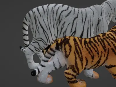 Tigers and lions and cubs 3d models textured and animated Free 3D model