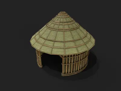 Bamboo Shelter 9 Low-poly 3D model