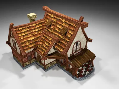 medieval old house Low-poly 3D model
