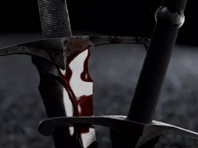 Realistic Dark Fantasy Bastard Sword - Game Ready PBR Low-poly 3D model
