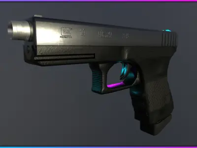 Glock 19 - modular game ready weapon 3D model