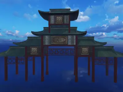 Japanese Gate Low-poly 3D model
