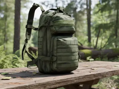 Military Tactical Assault Pack - Olive Drab Low-poly 3D model