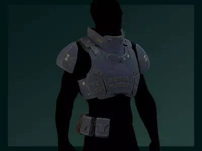 Military Bulletproof Vest Low-poly 3D model