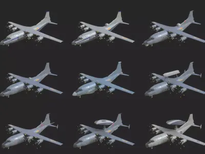 China Yun-8 Transport Aircraft Family High tech series aircraft Low-poly 3D model