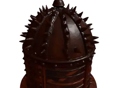 Rusty Medieval Iron Cage Helmet 3D model