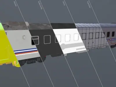 Carriage amtrak train car Low-poly 3D model