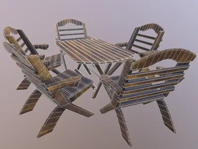  Garden Furniture Table Chair Free low-poly 3D model