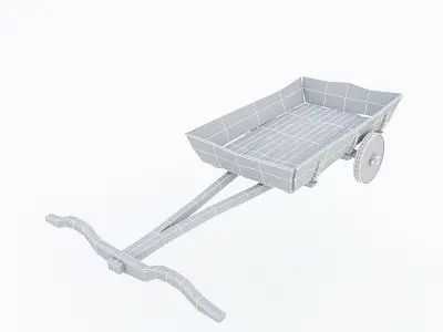 Wooden Old Horse Carriage Low-poly 3D model