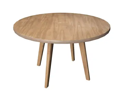 Table round with wooden legs Free low-poly 3D model