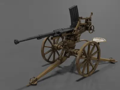Type 98 20 mm anti-aircraft machine cannon Low-poly 3D model