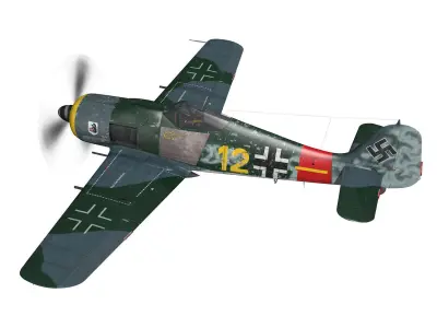 Focke Wulf - FW190 A8 - Yellow 12 3D model