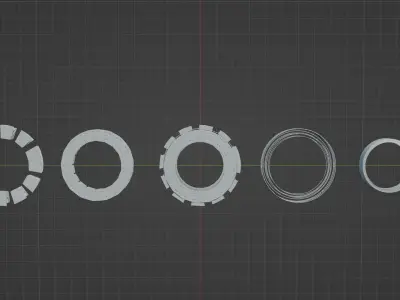 sci-fi mech compontent circular kitbash 3D model