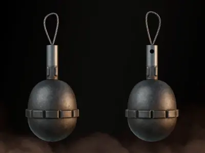 Grenade WW1 German Egg Grenade 1917 Game-Ready Low-poly 3D model