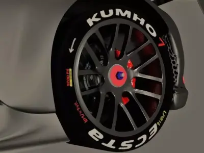 Racing wheels Kumho tires Low-poly 3D model