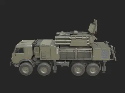 Russian Army Pantsir S1 shell close air defence system Low-poly 3D model