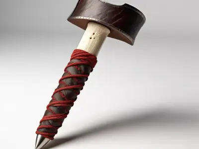 Detailed Fantasy War Axe 3D model