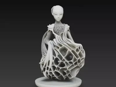 Dark Alien Queen Sculpture Organic Fantasy STL 3D print model