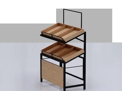 Stall model food display rack - wood Low-poly 3D model