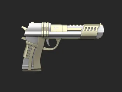 Sci-Fi Desert Eagle - Golden Luxury Gun Low-poly 3D model