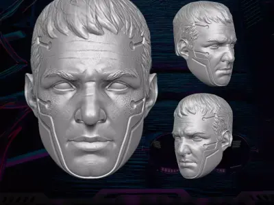 Cyber Punk head 3D printable File For Action Figures 3D print model