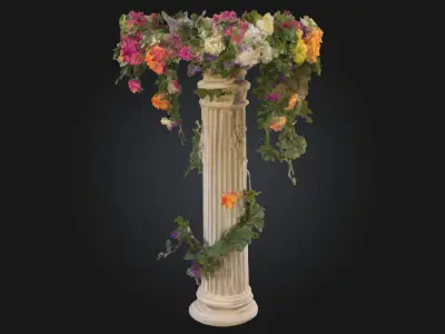 Floral Elegance Pillar  A Graceful Fusion of Nature and  3D model