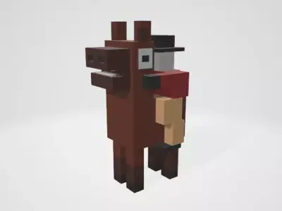Crossy Road type game Horse and Rider Low-poly 3D model