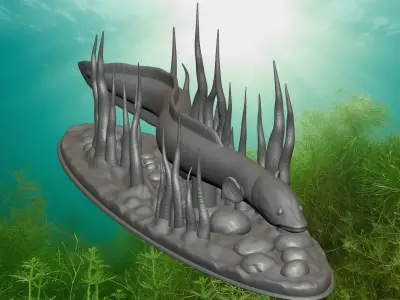 Eel underwater statue deatailed texture for 3d printing Free 3D print model