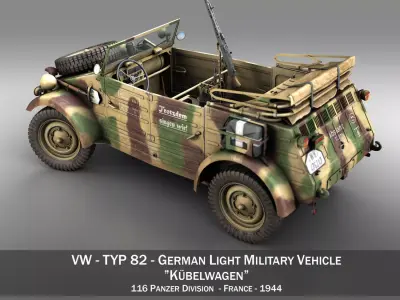 VW - Typ 82 - Kuebelwagen - 116 Panzer Division 3D model