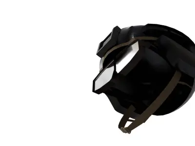Futuristic Combat Helmet with Goggles and Headlamp Low-poly 3D model