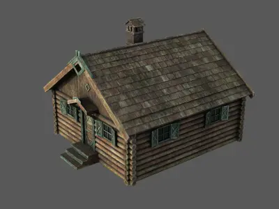 LOG CABIN Low-poly 3D model