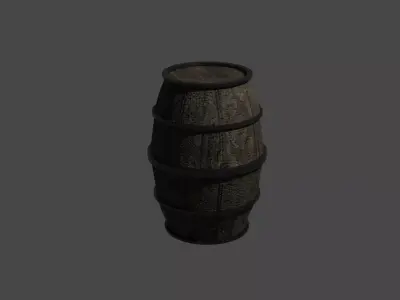 Oak Barrel Low-poly 3D model