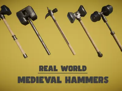 Real World - Medieval Hammers Low-poly 3D model