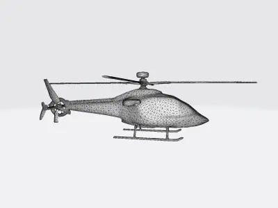 Square Crop Of Helicopter Flying In Sky 3d Render 3D model